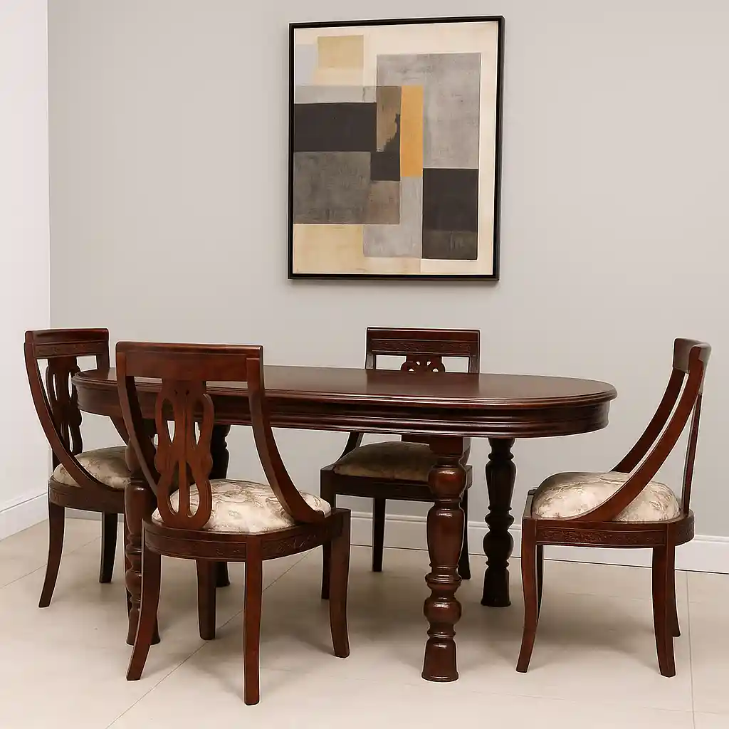Heritage Acacia Wood 4-Seater Dining Set – Walnut Classic - Image 2
