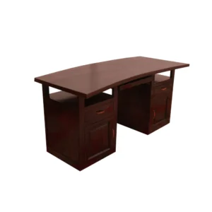 Wooden Office Desk with Drawers and Storage Cabinets