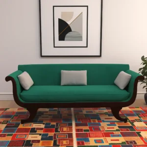 Regalia Sheesham Wood Vintage Sofa – Emerald Edition