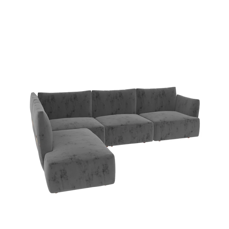 Dark Slat Gray Pastel Coloured with Premium Comfort L Shaped 4 Seater Sofa Set for Home - Image 3