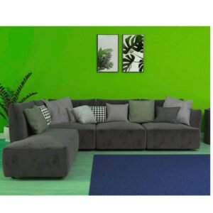 Dark Slat Gray Pastel Coloured with Premium Comfort L Shaped 4 Seater Sofa Set for Home